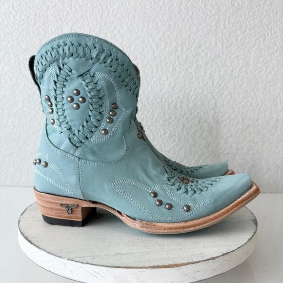 Lane COSSETTE Womens Cowboy Bootie 7.5 Blue Cowgirl Western Short Ankle Boots - Picture 2 of 13